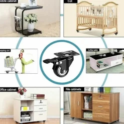 Stolar>4 50 mm tysta svängbara hjul - Möbelhjul med broms - Hi