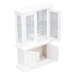 Skåp>1 12 Skala Miniatyr Bokhylla Hög Simulerad Träskåp Display för Dockhus Dekoration Vit