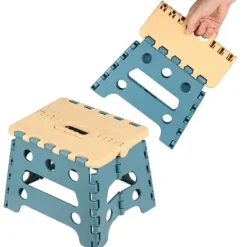 Pallar>18 cm hög - Blå plastbarnstol för barn och vuxna - Högkvalitativ hopfällbar pall - Multifunktionell pall med handtag för kök, badrum