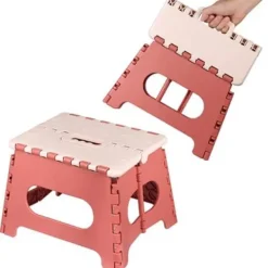 Pallar>18 cm hög - Röd-plast bärbar pall för barn och vuxna - Högkvalitativ hopfällbar pall - Multifunktionella pallar med handtag för kök, badrum