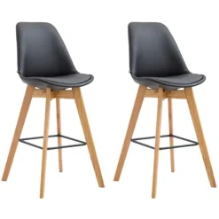 BellaFurn Stolar>2 -del barstol - Högpallar - Utmärkt sittplatskomfort | Färg: Svart | Klädfärg: Naturen