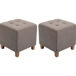 BellaFurn Sittpuffar>2 -deluppsättning av sittpallar - Sätekuber - Stylisk uppgradering för vardagsrum | Färg: Taupe