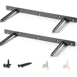 Hyllor>- Extra starka flytande hyllkonsoler (2 st) Massiva stål dolda hyllstöd - Dolda konsoler för flytande trähyllor - Skruvar och väggpluggar inkl