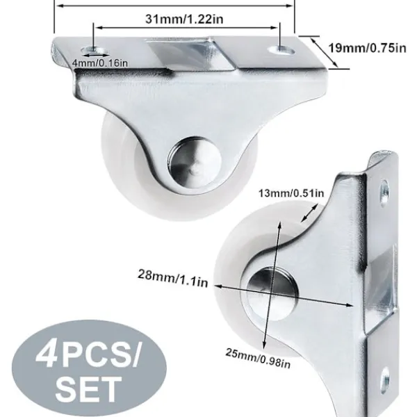 Kontorsmöbler>4 fasta hjul 25mm plast möbelersättningshjul riktningsbara lådhjul