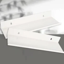 Hyllor>2 Floating Wall Shelves, White Wall Mounted Shelves Compatible with Bedroom, Bathroom, Kitchen, Living Room, Office (30CM)