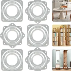 Balkongmöbler>360 graders vridplatta 6 delar Metall Lazy Susan Vridplatta Lazy Susan TV-vridplatta 4 Fyrkantig Vridplatta Kullager Vridplatta för Kontorsmöbler，3