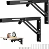 Hyllor>2 Kraftiga hopfällbara hyllkonsoler, 500x170mm, Svart, Kompatibel med garagearbetsbänk, Väggmonterbar