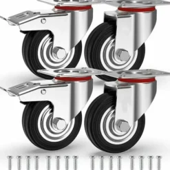Stolar>4 Möbelhjul 75mm 200KG, Svängbara Hjul Med Broms, Industriella Hjul Med Fästplatta Transport -.ca