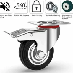 Stolar>4 Möbelhjul 75mm 200KG, Svängbara Hjul Med Broms, Industriella Hjul Med Fästplatta Transport -.ca