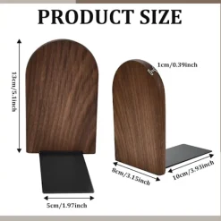 Kontorsmöbler>1 Par Bokstöd, Valnötsbokstöd, Halkfria Bokstöd, Tunga Träbokstöd Stöd Naturlig Valnöt Round