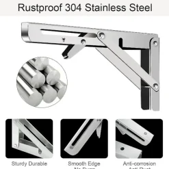 Hyllor>2 Pcs Folding Shelf Brackets Heavy Duty Foldable Wall Mounted L Brackets For Shelves 12 inch 30CM