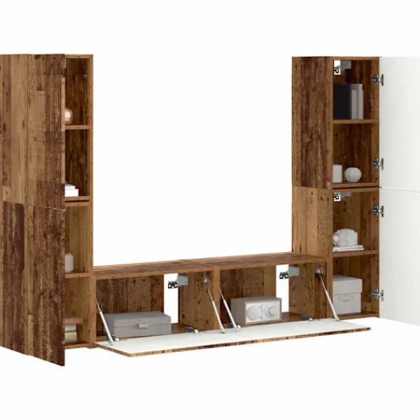 vidaXL Tv-Bänkar>3 pcs Gammalt trä