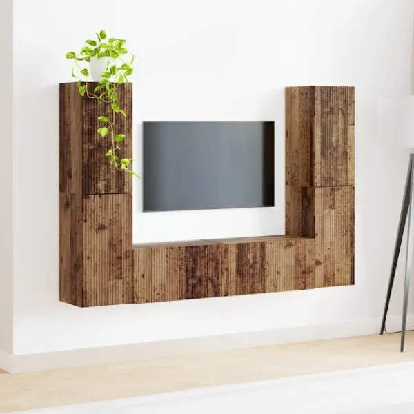 vidaXL Tv-Bänkar>3 pcs Gammalt trä