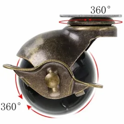 Stolar>1 Platta Hjul, 40mm Möbelhjul med Bromsar, Antik