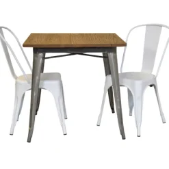 Tusent Matgrupper>499,155 Plåtbord galvaniserat + 2 plåtstolar vita