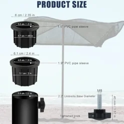 Balkongmöbler>2 set (6 st) Ersättningskit för delar till parasollfot för uteplats, inklusive 4 st parasollhålsring och 2 st handskruv, parasoll