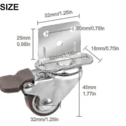 Soffbord>4 små möbelhjul 32 mm svängbara hjul med broms och L-monteringsplatta för skåp Soffbord
