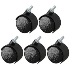Kontorsmöbler>5 st 6 mm gängad stam 40 mm roterbar dubbelhjulskaster svart [DB]