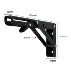 Balkongmöbler>2 st 350 mm svart väggmonterad fällbar konsol, fällbar konsol för tunga fällbara hyllkonsoler för garagearbete