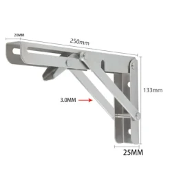 Balkongmöbler>2 st 250 mm väggmonterade fällbara konsoler i rostfritt stål, fällbara konsoler, kraftiga fällbara konsoler