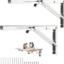 Balkongmöbler>2 st 400 mm väggmonterade fällbara konsoler i rostfritt stål, fällbara konsoler, kraftiga fällbara konsoler
