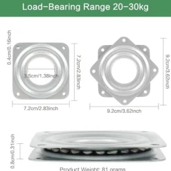 Balkongmöbler>4 st 3 tum Turntable Lager, Kvadratisk Rotations Swivel Lagerplatta, 360 Grader Rotationsbricka