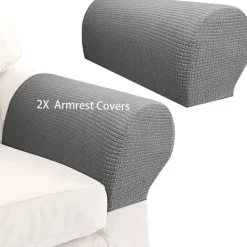 Stolar>2 st Armstödsskydd Spandex Stretch Tyg Vattentäta Armskydd Halkfria Möbelskydd Överdrag för Fåtöljer Soffor Vilstolar (Ljusgrå)