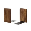 Hyllor>2 st Bokstöd i Svart Valnöt, Rektangulära Bokhyllshållare, Dekorativa, Tunga Bokstöd i Trä