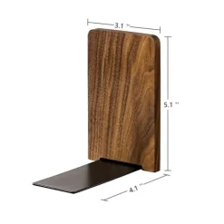 Hyllor>2 st Bokstöd i Svart Valnöt, Rektangulära Bokhyllshållare, Dekorativa, Tunga Bokstöd i Trä