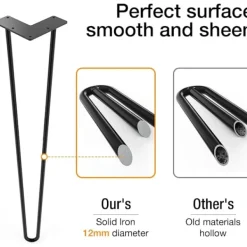 Matbord>4 ST 51cm Hårnålsbordsben Max Stöd 204kg med Skyddsfötter, Modern Stil från Mitten av Århundradet för Möbelben, Soffbordsben 51cm