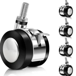 Kontorsmöbler>5 st Ersättningshjul för kontorsstol Dubbla 1,5 tums mjuka hjul för kontorsstolar för hårda golv och mattor