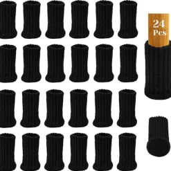 Stolar>24 st Filt Möbel Stolsockor, Bordsmöbelöverdrag Stolsfötter Överdrag Kåpor Fötter Dynor Golvskydd (Svart)