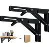 Hyllor>2 st Fällbara Hyllfästen 400mm Fällbart Fäste Vägghylla Tungt Fäste Svart Fällbart Konsolfäste för Bord Vägghylla 80KG