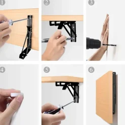Hyllor>2 st Fällbara Hyllfästen 400mm Fällbart Fäste Vägghylla Tungt Fäste Svart Fällbart Konsolfäste för Bord Vägghylla 80KG