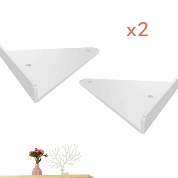 Hyllor>2 st flytande hyllkonsoler - Osynliga triangulära dolda hyllkonsoler - Vita