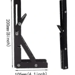 Hyllor>2 st Hopfällbara Hyllkonsoler - 20 cm Svart Kraftig Metall Triangel Vikbar Hyllkonsol