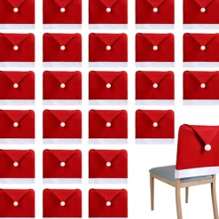 Stolar>30 st julstolsöverdrag Tomteluva Matstolsöverdrag Julröda Stolsryggöverdrag Icke-vävda Stolskyddande Överdrag Fest Matrum Ho