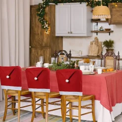 Stolar>30 st julstolsöverdrag Tomteluva Matstolsöverdrag Julröda Stolsryggöverdrag Icke-vävda Stolskyddande Överdrag Fest Matrum Ho