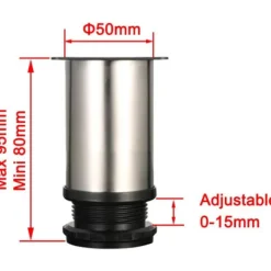 Skåp>4 st justerbara ben 80 mm höjd skåpben bordsben möbelben, rostfritt stål justerbar höjd 0-15 mm levereras med rostfria skruvar
