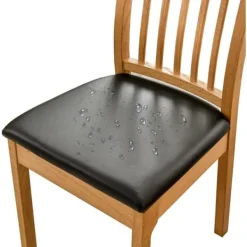 Stolar>6 st Matsalsstolsöverdrag vattentäta PU-läder Stolsöverdrag, svart svart