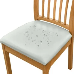 Superp Stolar>6 st matstolsöverdrag för vattentät sits PU läder sitsöverdrag för stolar sitskuddeöverdrag, ljusgrå