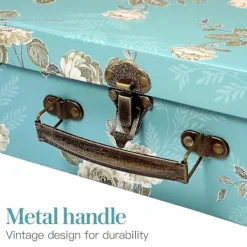 Kistor & Koffertar>3 st Papperskartong Resväskor med Metallhandtag Blommigt Tryck Dekorativa Kartongförvaringslådor Presentaskar Hantverkslådor