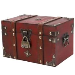 Kistor & Koffertar>1 st Retro Skattkista med Lås Vintage Trä Förvaringslåda Myror