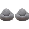 Sittsäckar>2 st Serie Lazy Soffa Överdrag Ostoppad Linne Recliner Säte Säckstol Puff Soffa Tatami Överdrag Grå