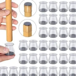 Stolar>32 st Silikon stolskydd, storlek: Liten (passar 23 - 32 mm), små stolsglider, transparenta silikonskydd för stolsben med filt