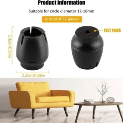 Stolar>32 st Stolbensskydd, Silikonstolsbenskydd, Stolsbensskydd med filtdynor, Silikonstolsbenskydd