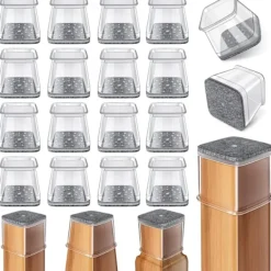 Stolar>24 st Stolsbensgolvskydd Fyrkantiga, Silikon Filt Möbelbenskydd Hattar Skydd för Hårda Golv (Passar: 26-38mm)