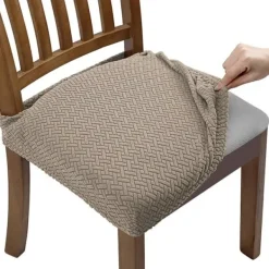 Stolar>4 st Stretch Jacquard stolskydd Matstol Stolskydd, Avtagbar och tvättbar (med ryggband)