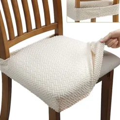 Stolar>4 st Stretch Jacquard Stolsöverdrag Avtagbara och Tvättbara (med Ba