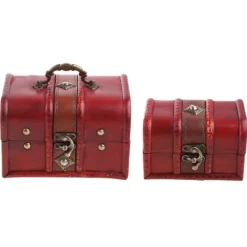 unbranded Kistor & Koffertar>2 st Trä Pirat Smyckeskrin Förvaringslåda för Fodralhållare Vintage Skattkista
